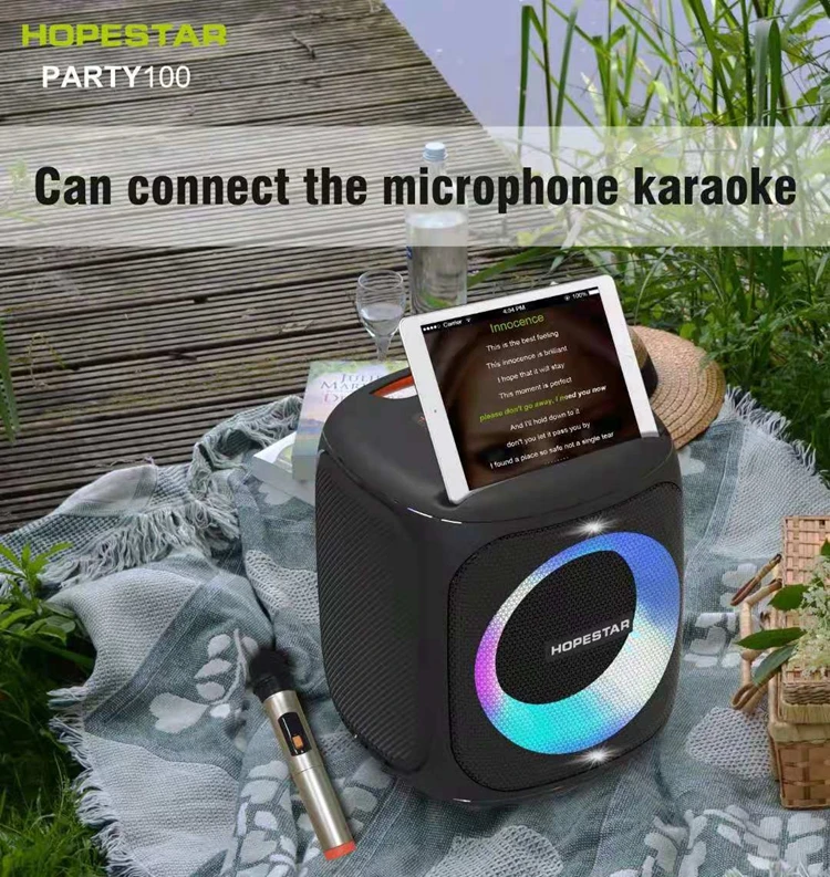 HOPESTAR Fél 100 IPX6 vízálló Bluetooth hangszóró karaoke hordozható kültéri nehéz basszus radiátor
