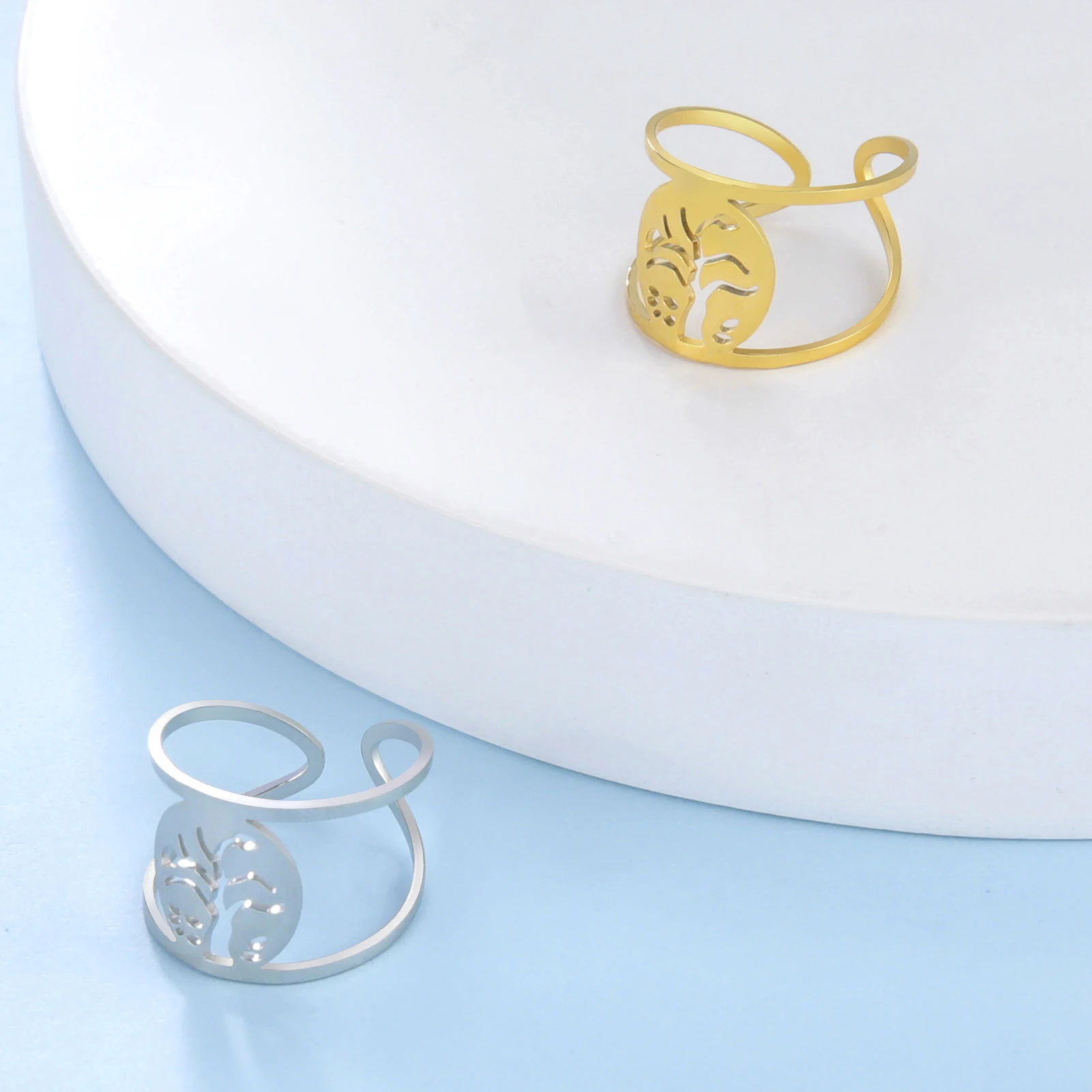 Skyrim Élet Fája Nyitott Gyűrű Rozsdamentes Acélból készült, Arany Színű, Állítható Ujj Gyűrű 2023 Vintage Amulett Ékszer a Nők