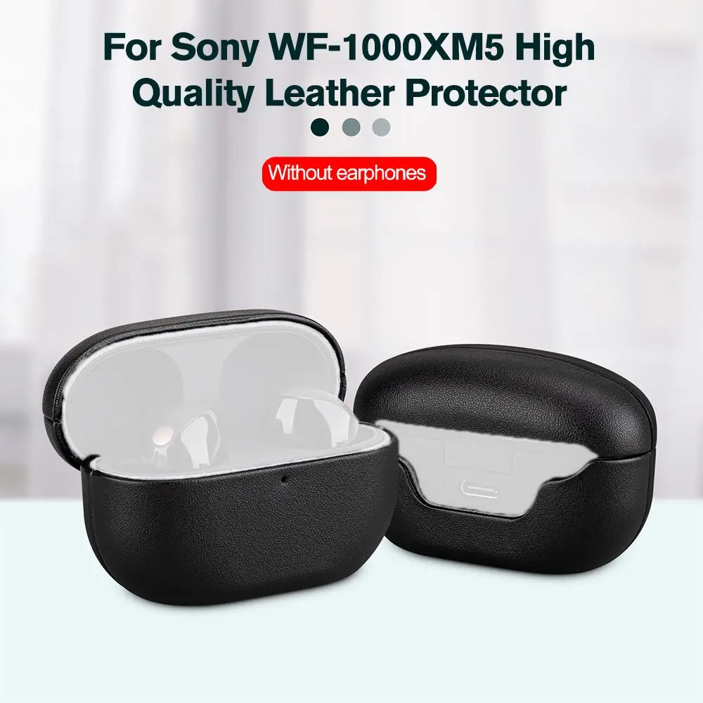 Védő hordtáska Ütésálló Alkalmas Sony WF-1000XM5 Por Anti-semmiből Puha Valódi Bőr Ujja Earphon Q3G7