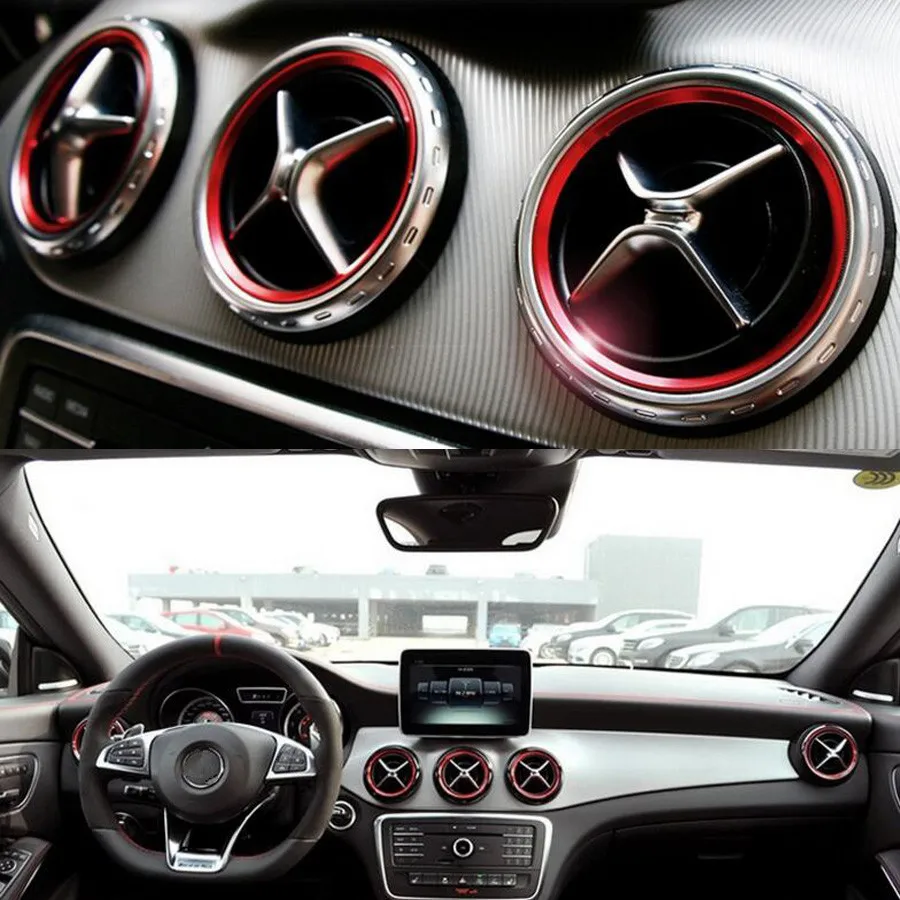 YAQUICKA 5x autók légkondicionáló Berendezés Kilépő Nyílás Gyűrű Fedezze Trim Kör A Mercedes-Benz A/B/CIA/GLA Osztály 180 200 220 2015