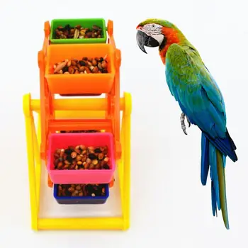 Gyakorlati Madár Játék kopásálló Műanyag Madár Élelmiszer Feeder Papagáj Ketrec Szélmalom Játék madáretető