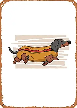 Hot dog Kolbász Kutya Vintage Megjelenés Fém Tábla Szabadalmi Művészi Nyomatok Retro Ajándék 8x12 Inch