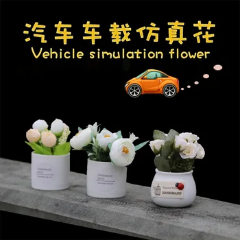 Autós szimulációs virág díszek, autó mini növényi díszek, kis virágtartó rózsa, kreatív kerámia kocsi díszek