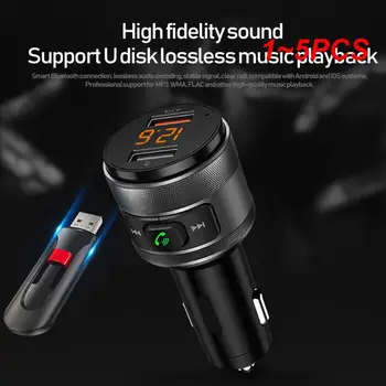 Bluetooth 5.0 FM Transmitter Autó Kihangosító Vezeték nélküli Audio Receiver Auto MP3 Lejátszó Dual USB Gyors Töltő, Autós Kiegészítők