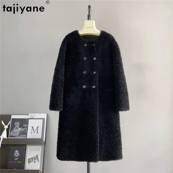 Tajiyane Új 100% - os Gyapjú Kabátok Női 2023 Őszi Téli Elegáns birkanyírás Kabát Divat Gyapjú Kabát Kerek Nyak Bundám