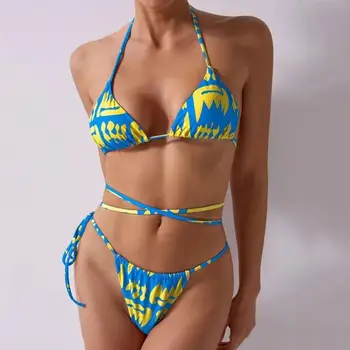 A brazil String Bikini a Nők Szexi Tanga fürdőruha Nyomtatott Bikini Női Fürdőruha Bikini Strandcuccot Nyári купальник женский