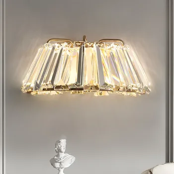 Modern Hálószoba Csillogás Arany Fali Lámpák Led Szabályozható Falat Pogácsát Luxus K9 Kristály Led Luminarias Art Deco Lámpatestek