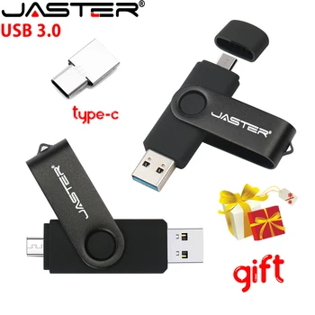 JASTER Fekete USB 3.0 pendrive 128GB OTG 2 az 1-ben 32 gb-os Memory Stick C-TÍPUSÚ PenDrive 32 gb-os Ingyenes Egyéni Logó pendrive 16 GB 8 GB 4 GB