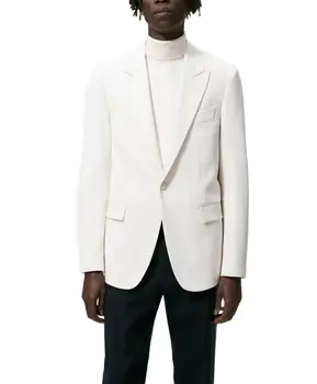 Klasszikus Férfi Öltöny Fehér Kabát, Fekete Nadrág, hogy Az Esküvő Egyedi testre Szabott Párt Viselni, Férfi Öltönyök Beállítja Zakó Nadrág