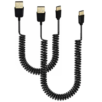 Tavaszi USB 3.1 Visszahúzható Kábel Típus C-USB 2.0 Töltő adatkábel Adapter