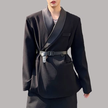 Divat, Férfi Zakó Egyszínű Hajtóka Hosszú Ujjú Derék Öltönyöket Férfiak Streetwear Koreai Elegáns Alkalmi Vékony Kabátok