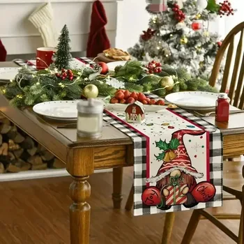 180x33cm Karácsonyi asztali Futó karácsonyfa Hóember, Otthon, Konyha, Étkező Asztal Dekoráció 2023 Navidad Noel Ajándék Vászon Abrosz