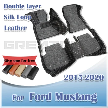 Autó Szőnyeg Ford Mustang 2015-2017 2018 2019 2020 Dupla Réteg Automatikus Láb Párna Egyedi Szőnyegek Belső Tartozékok Alkatrészek