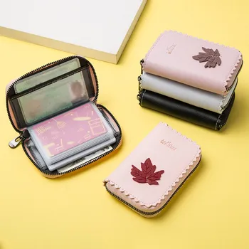 Divatos Multi-card Táskák a Nők Maple Leaf Nagy kapacitású Cipzár Kártya Birtokos Hitelkártya Set 24+2 Kártya