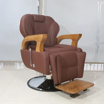 Fa karfa szalon fodrász szék modern barna bőr hidraulikus szivattyú nagykereskedelmi hajformázó szék