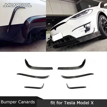 Szénszálas Autó Lökhárító Szellőző Berendezés Csíkos Foglamp Uszony Dekoratív Fedelét Matricák Tesla Model X 2016-2018