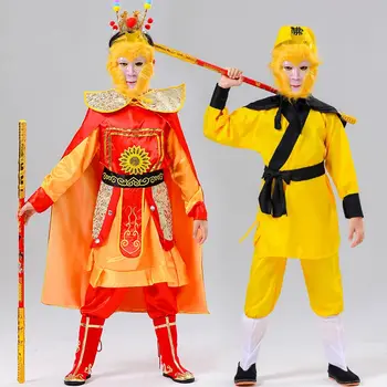 Majom Testvér Meghatározott Sun Wukong Ruházat Teljes Készlet Gyermekek Journey to the West Meghatározott Halloween Qitian Sheng Da Teljesítmény Clothin