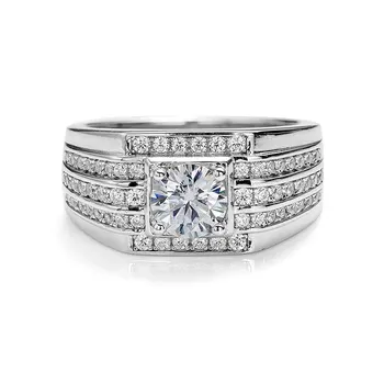 Eredeti 1 Karátos 6,5 mm a vvs1 D Szín Moissanite Gyűrű, A Férfiak a legjobb Minőségű 100% - Os 925 Sterling Ezüst Eljegyzési Gyűrűk Ajándékok