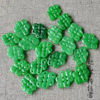17*13*4mm Természetes Mianmar Jadeite Zöld Gebék Kínai Csomó Gomb Gyöngy Ékszerek Készítése Diy Karkötő, Nyaklánc Varázsa Accessorie