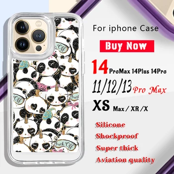 Divat Aranyos Rajzfilm Panda Telefon tok iphone 11 12 13 14 Pro Max Alapvetően Puha Szilikon Borító XS Max X XR Akril Lökhárító coque közelében