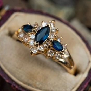 Divatos Kék Cirkon Gyönyörű Gyűrű Női Társkereső Buli Hercegnő Menyasszony Esküvő, Eljegyzés, Ékszerek, Kiegészítők, Ajándék