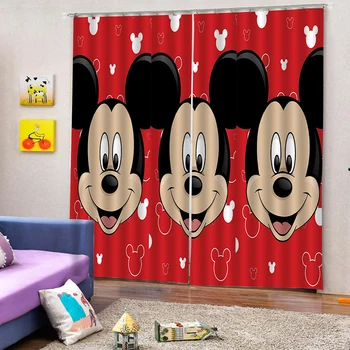 A Disney Új Mickey Minnie sötétítő Függöny Gyerekeknek Árnyékolás Redőny Hálószoba 2 Panel Gyűrű, Felső Egyéni Függöny lakberendezés