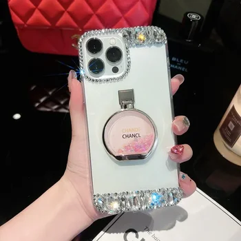 IPhone 15 Telefon esetében átlátszó futóhomok parfüm strasszos női Teljes Lefedettség Esés megelőzése iphone 11 esetben