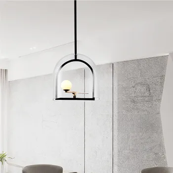 Északi fém medál fény, idő, minimalista madár Yanzi Felfüggesztés lámpa kreatív személyiség-line design világítás medál