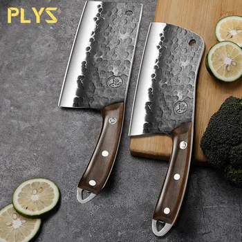 PLYS-Kézzel kovácsolt konyha kés háztartási kést séf különleges darabolás kettős felhasználású kés ultra-gyors, éles darabolás csont